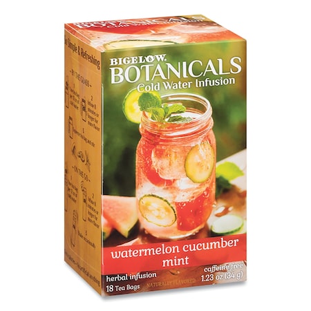 Bigelow Botanicals Watermelon Cucumber Mint Cold Water Herbal Infusion, 0.7 oz Tea Bag, PK18, 18PK RCB39004